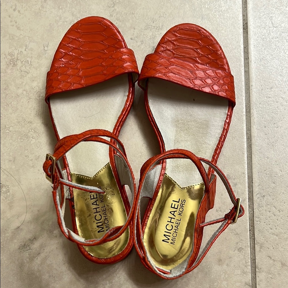 Michael Kors Kaylee Flat leather embossed Sandal